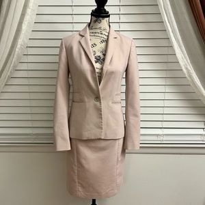 Express suit jacket with matching pants, and skirt in blush pink!